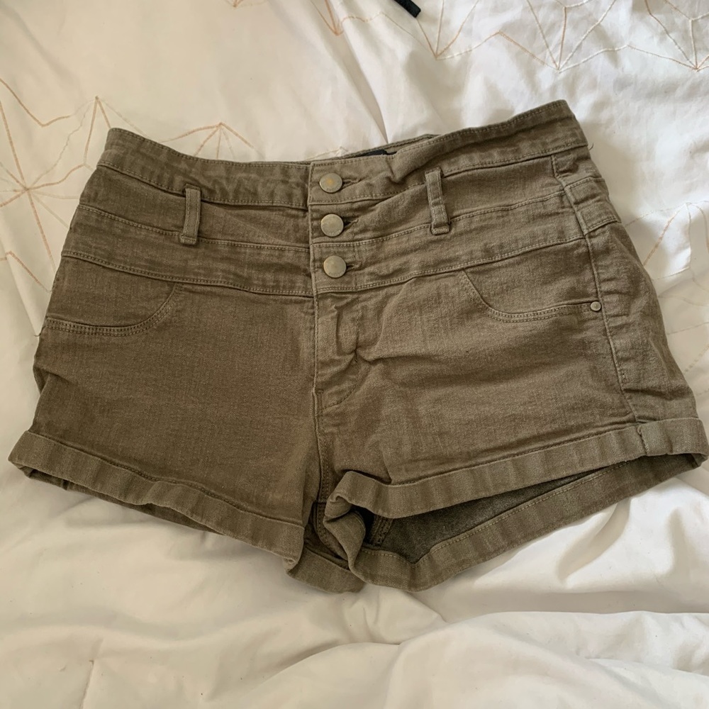 Olive green high waisted shorts